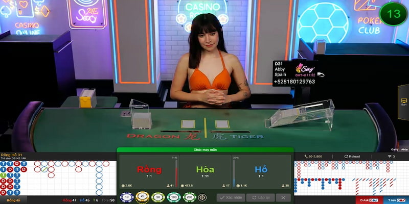 Giao diện đặt cược game Baccarat trực tuyến